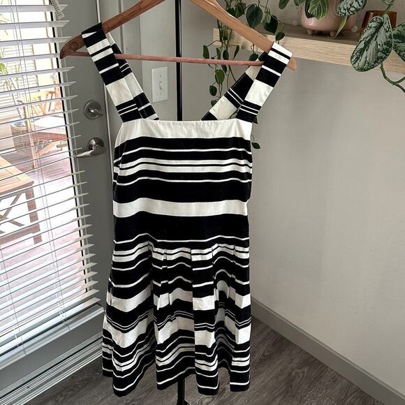 Banana Republic Striped Pleated Fit and Flare Mini Dress Size 10P - Picture 1 of 5